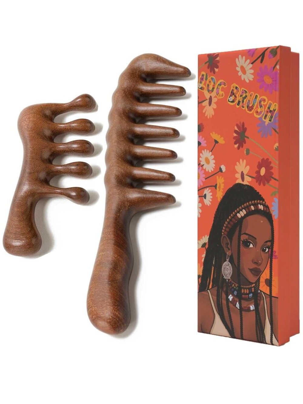 *3 FOR $9* NEW Moreinday 2 Pack Sandalwood Wide Tooth Wooden Comb Loc Dreadlock